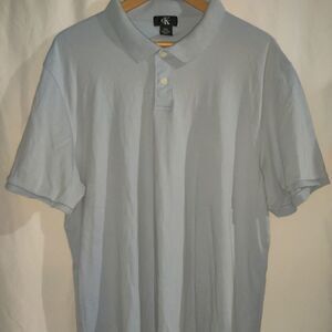 Calvin Klein Men's Short Sleeve Polo Shirt Sky Blue Size: XXL 100% Cotton